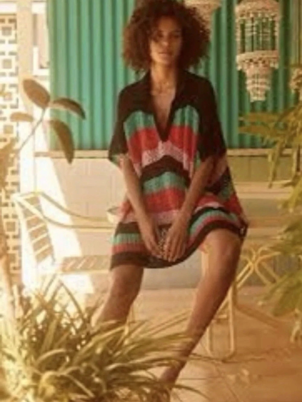 Free people Bayside Stripe Crochet Poncho one size oversized slouchy flowy